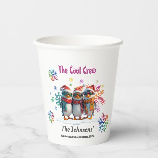 Come Chill mit der Coolsten Crew Around Christmas Pappbecher (Vorderseite)