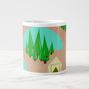 Come Go Camping Retro Style Pattern Jumbo-Tasse