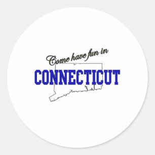 Come haben Spaß in Connecticut Runder Aufkleber