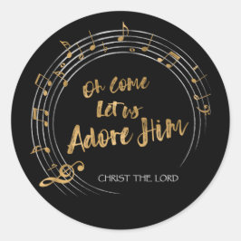 COME LIESS US ADORE Christliche Weihnachtsfeier Bl Runder Aufkleber