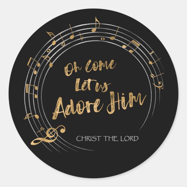 COME LIESS US ADORE Christliche Weihnachtsfeier Bl Runder Aufkleber (Vorderseite)