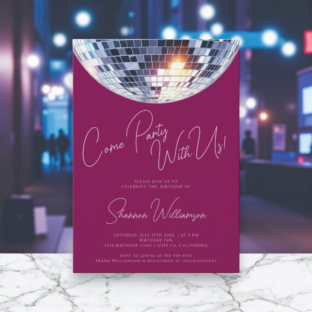 Come party pink  modern disco ball birthday  einladung (Von Creator hochgeladen)