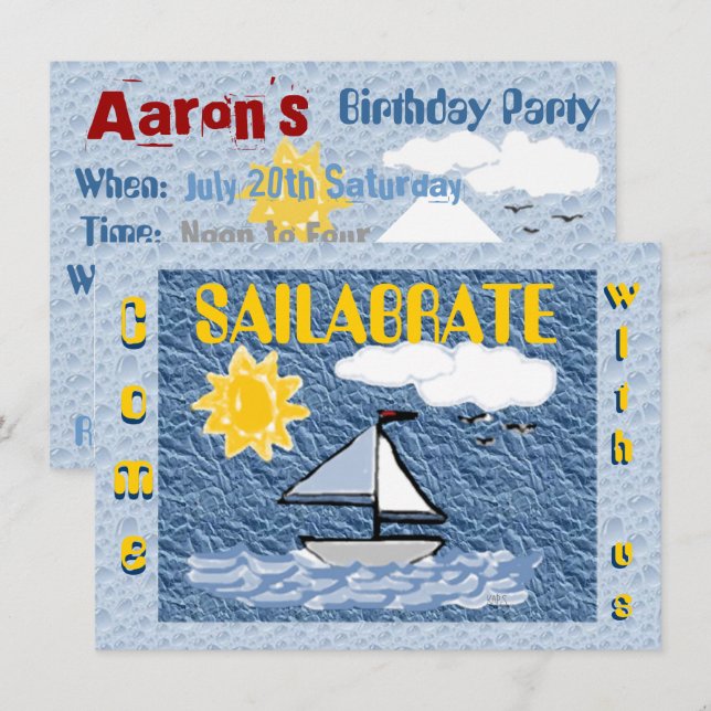 Come Sailabrate Birthday Party Einladung (Vorne/Hinten)