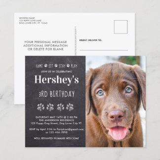 Come Sit Bleibe Play Personalisiert Puppy Dog Gebu Einladungspostkarte