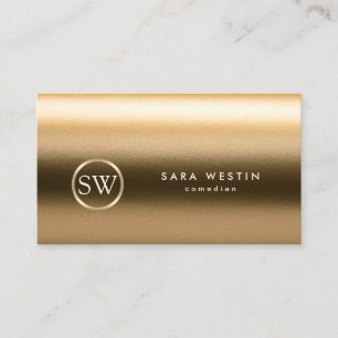 Comedian Gold Texture Monogram Business Card Visitenkarte