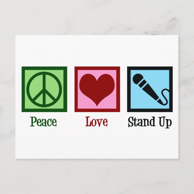 Comedian Peace Liebe Stand Up Comedy Club Postkarte (Vorderseite)