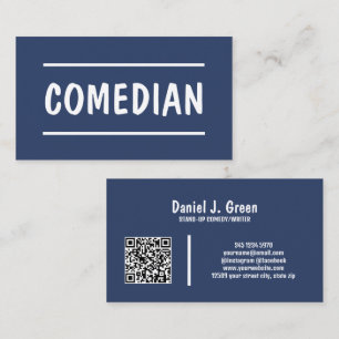 🤡 Comedian stehen für kundenspezifisches QR Blau Visitenkarte