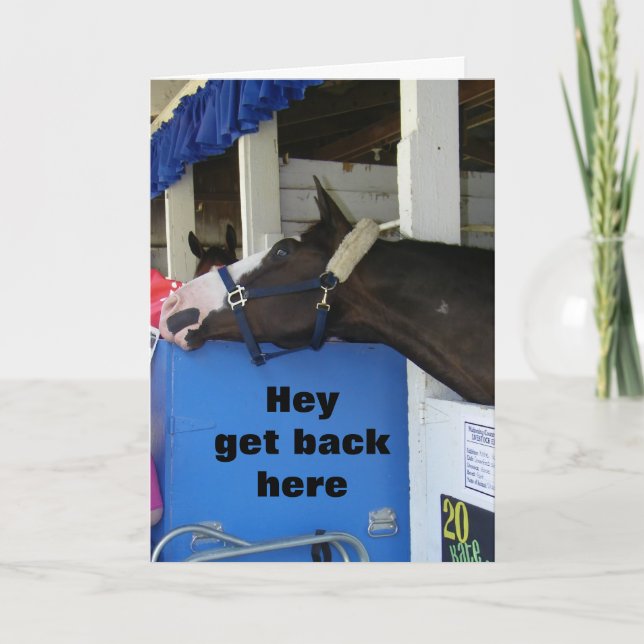 COMEDIC HORSE UPSET SAYS **HAPPY BIRTHDAY** KARTE (Vorderseite)