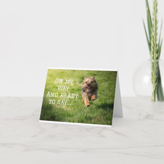 *COMEDIC HUND * SAGT GLÜCKLICH *GEBURTSTAG* KARTE (Vorderseite)