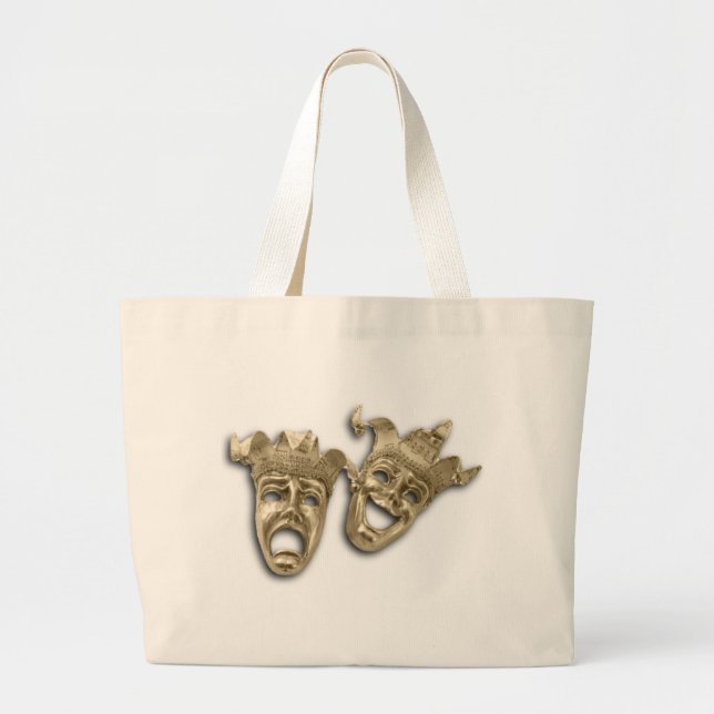Comedy and Tragedy Gold Masken Tote Bag Jumbo Stoffbeutel (Vorne)