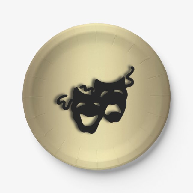 Comedy and Tragedy Theater Gold Pappteller (Vorderseite)