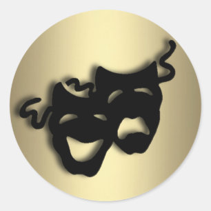 Comedy and Tragedy Theater Gold Runder Aufkleber
