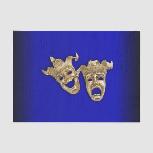 Comedy and Tragedy Theater Masken Cobalt Seidenpapier (Vorderseite)