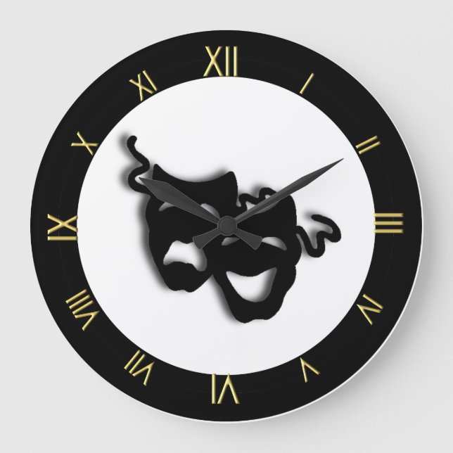Comedy and Tragedy Unique Theater Wall Clock Große Wanduhr (Vorderseite)