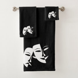 Comedy Tragedy Black and White Theater Mask Bath Badhandtuch Set