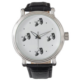 Comedy Tragedy Black and White Theater Maske Armbanduhr