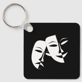 Comedy Tragedy Black and White Theater Maske Keych Schlüsselanhänger