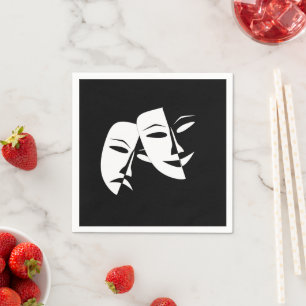 Comedy Tragedy Black and White Theater Maske Serviette