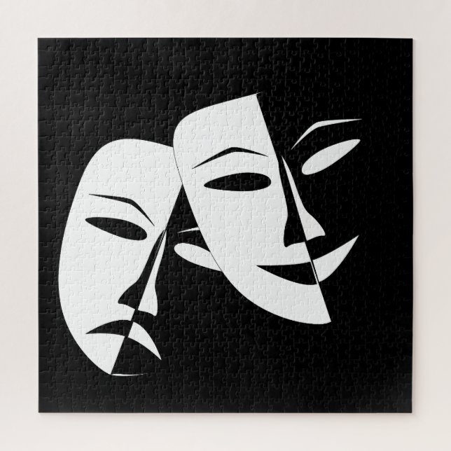 Comedy/Tragedy Black and White Theatre Maske (Vertikal)