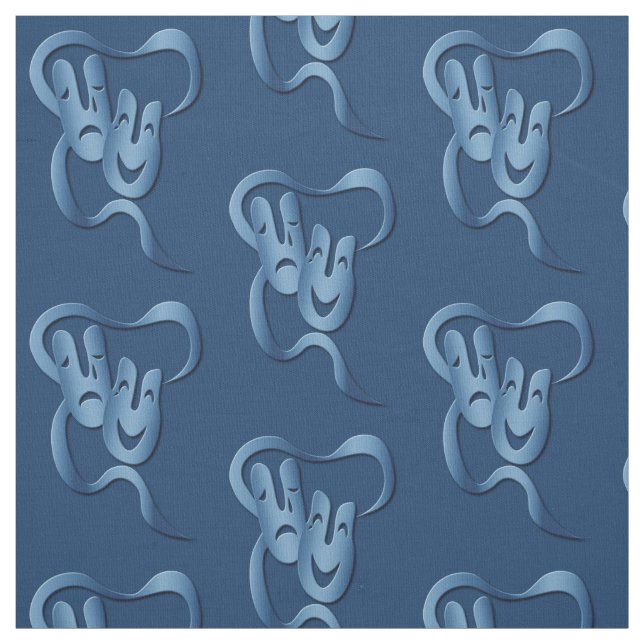 Comedy Tragedy Blue Pima Cotton Stoff (Muster)