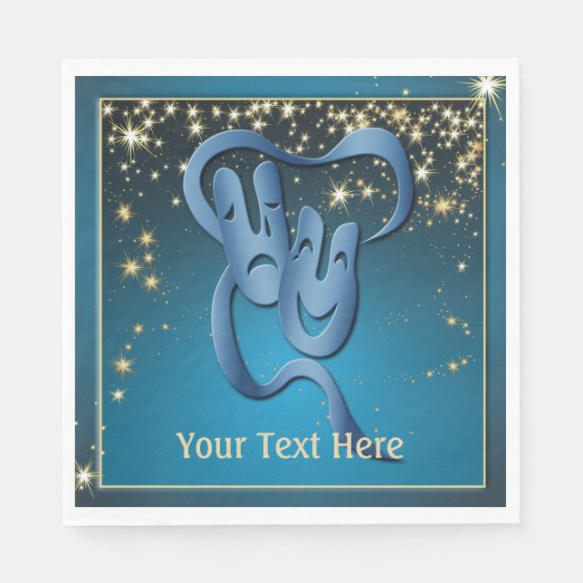 Comedy Tragedy Blue Theatre Mask Custom Serviette (Vorderseite)
