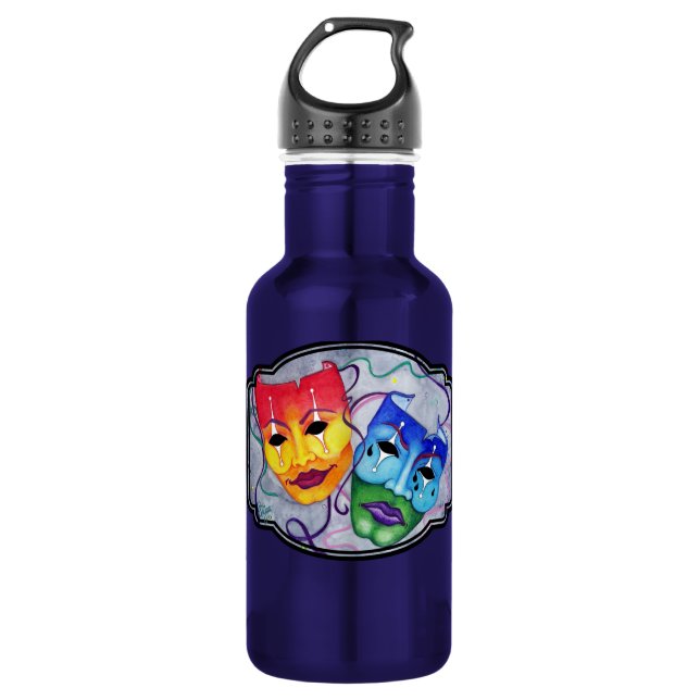 Comedy & Tragedy Edelstahlflasche (Vorderseite)