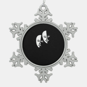 Comedy Tragedy Masks Schauspieler Geschenk Schneeflocken Zinn-Ornament