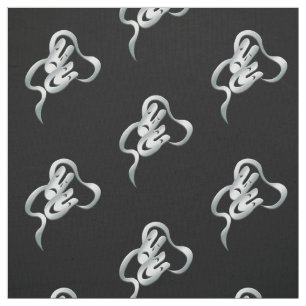 Comedy Tragedy Silver Black Fabric Stoff