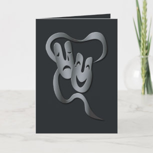 Comedy Tragedy Theater Maske Grau/Schwarz Gruß Karte