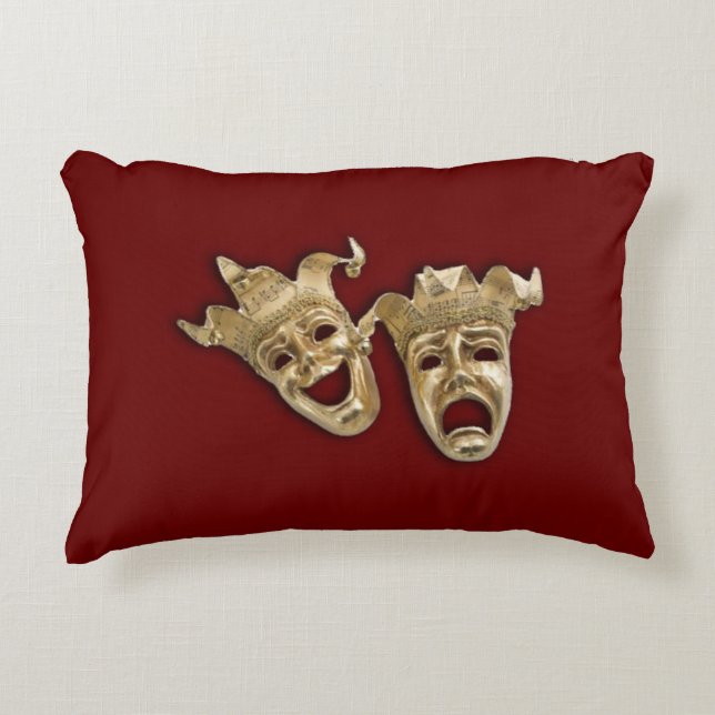 Comedy und das Tragedy Theater Masken Maroon Zierkissen (Vorderseite)