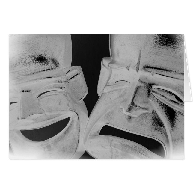 Comedy und Tragedy-Masken (schwarz-weiß) (Vorderseite (Horizontal))