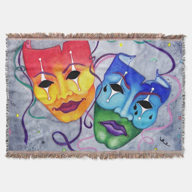 Comedy und Tragedy Masks Blanket Decke (Vorderseite)