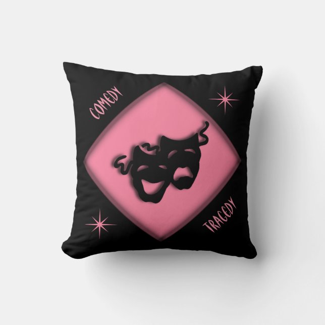 Comedy und Tragedy Pink und Black Theater Kissen (Vorderseite)