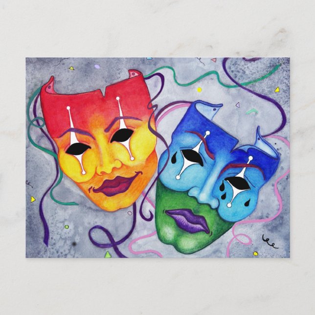 Comedy und Tragedy Postkarte (Vorderseite)