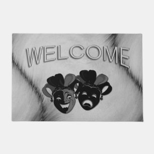 Comedy und Tragedy Theater Jester Masks Silver Fußmatte