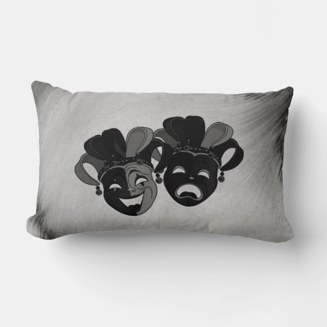 Comedy und Tragedy Theater Jester Masks Silver Lendenkissen (Vorderseite)
