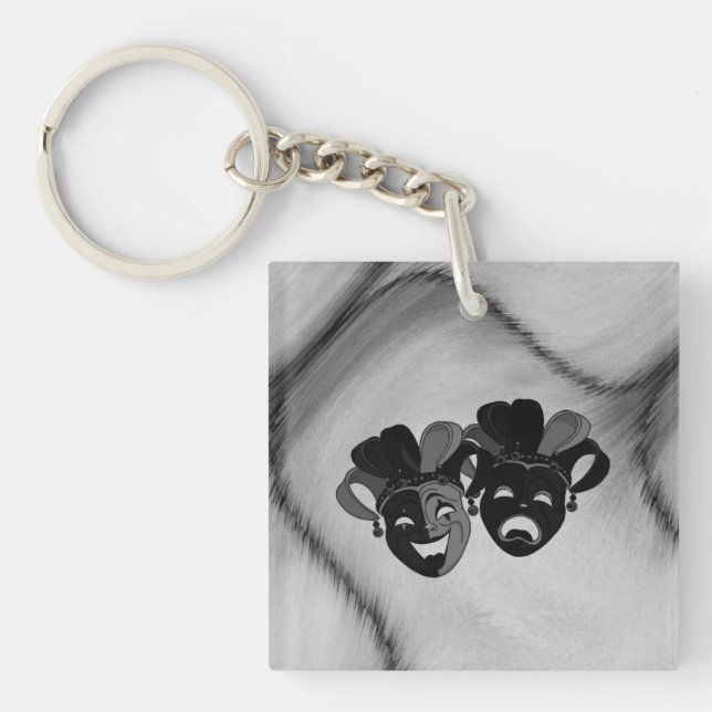 Comedy und Tragedy Theater Jester Masks Silver Schlüsselanhänger (Vorderseite)