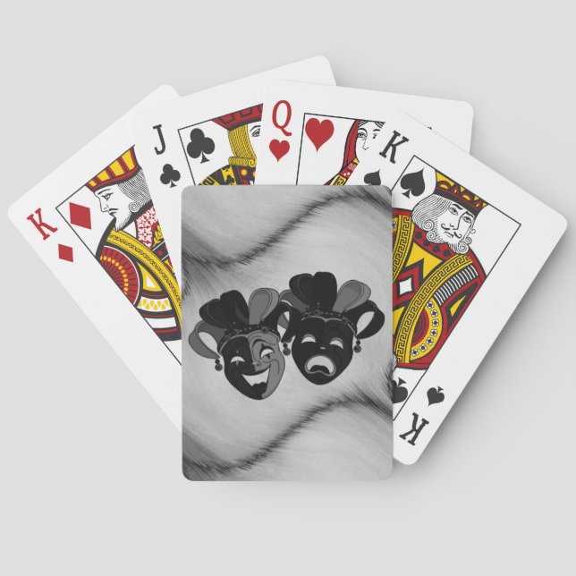 Comedy und Tragedy Theater Jester Masks Silver Spielkarten (Rückseite)
