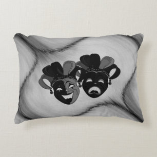 Comedy und Tragedy Theater Jester Masks Silver Zierkissen