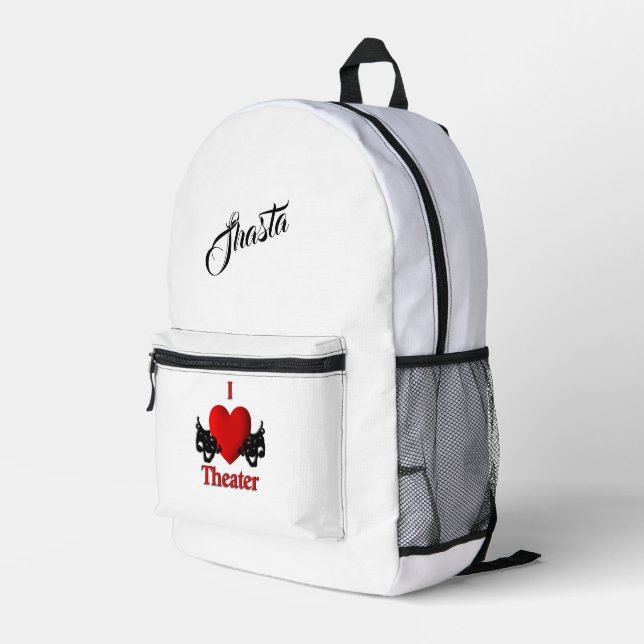 Comedy und Tragedy Theater Maske Name Bedruckter Rucksack (Rückseitige Ecke Rechts)