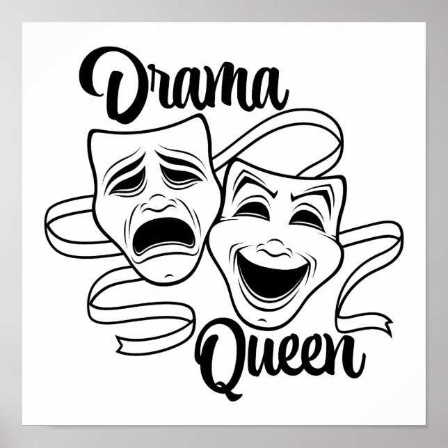 Comedy und Tragedy Theater Masken Drama Königin Bl Poster (Vorne)