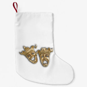Comedy und Tragedy Theater Masken Gold Kleiner Weihnachtsstrumpf