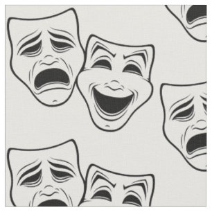 Comedy und Tragedy Theater Masken Schwarze Linie Stoff
