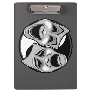 Comedy und Tragedy Theater Masken Yin Yang Design Klemmbrett