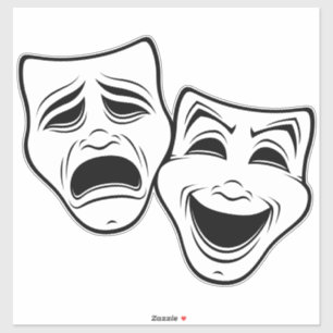 Comedy und Tragedy Theater maskieren Schwarze Lini Aufkleber