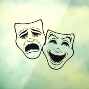 Comedy und Tragedy Theater maskieren Schwarze Lini Fensteraufkleber