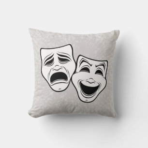 Comedy und Tragedy Theater maskieren Schwarze Lini Kissen
