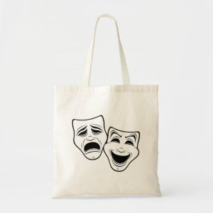 Comedy und Tragedy Theater maskieren Schwarze Lini Tragetasche
