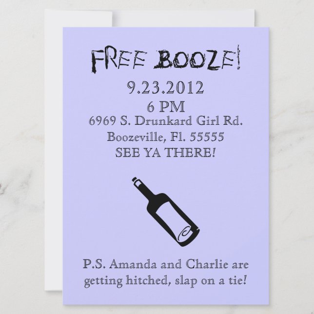 Comedy Wedding Einladung, Spaß Einladung (Vorderseite)