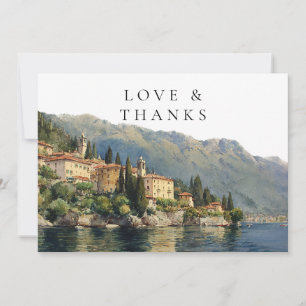 Comer See Italien Aquarell Hochzeitsfoto Dankeskarte